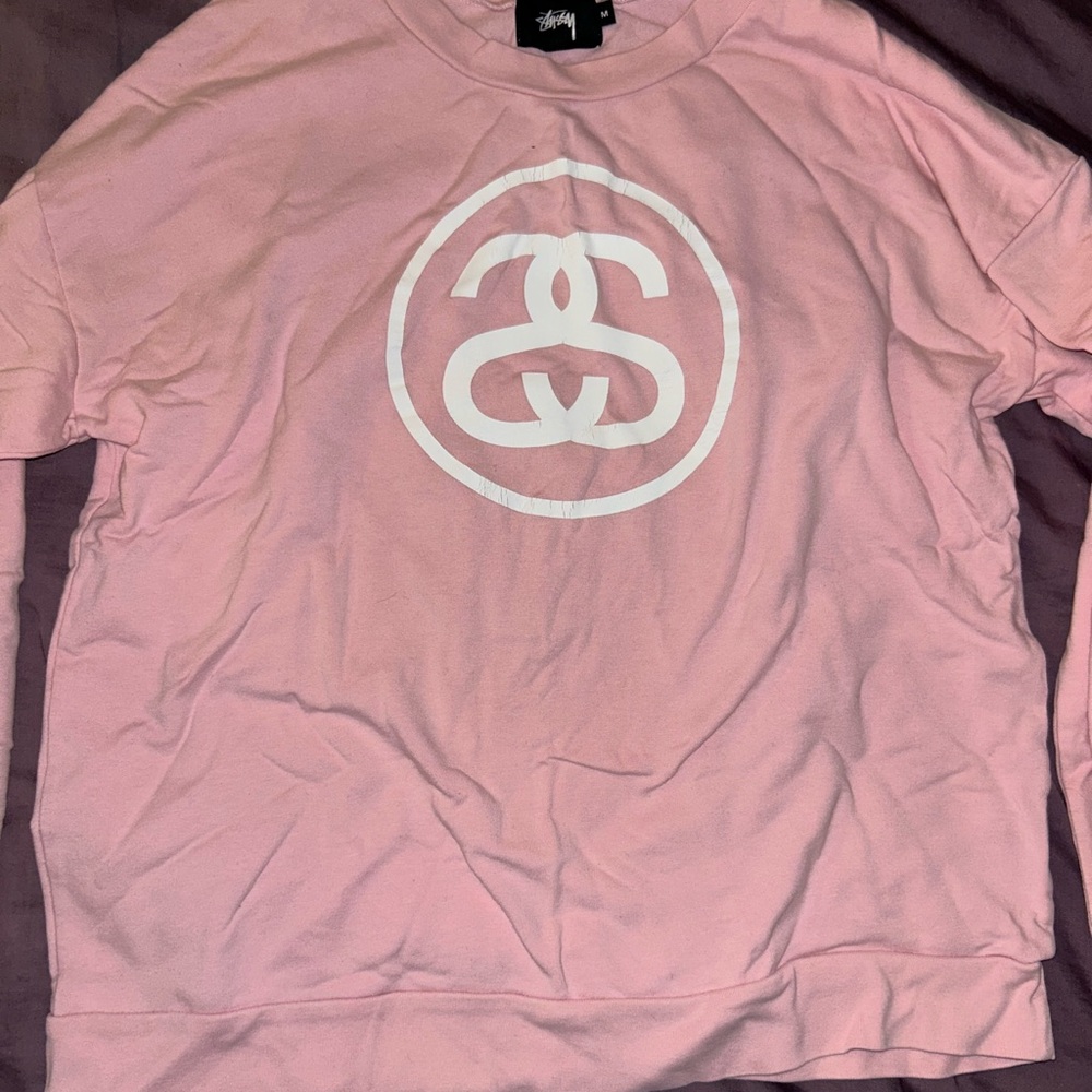 Stussy Light Pink Crewneck with Logo